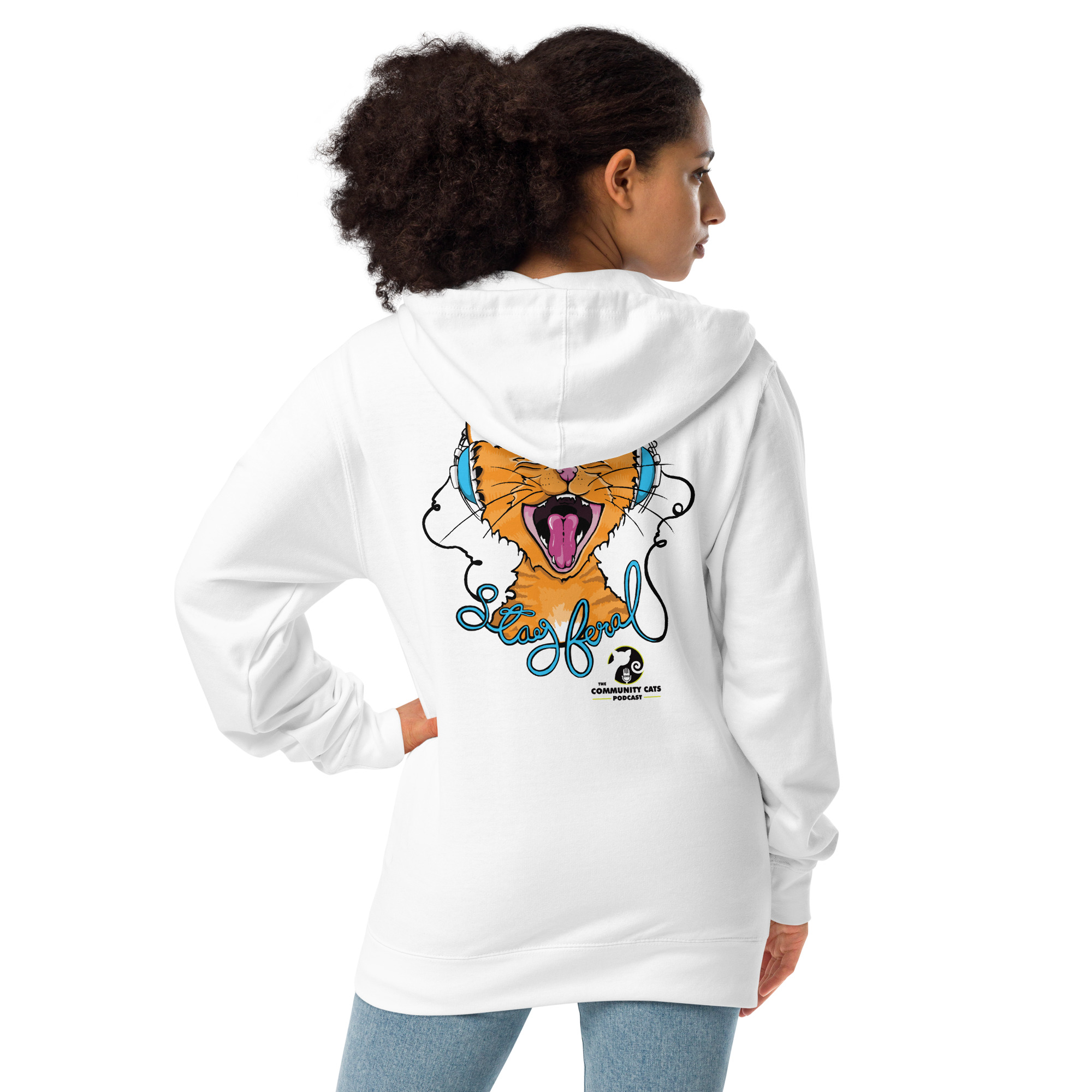 Stay Feral Zip Up Hoodie (Light) - The Community Cats Podcast